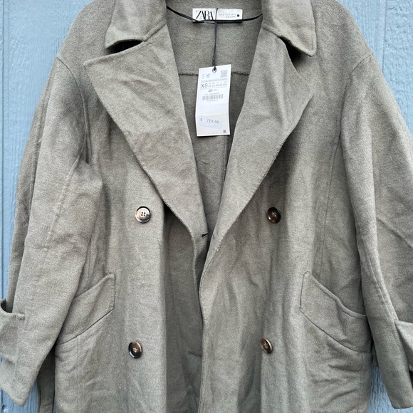 ZARA Wool Blend Coat Double Breasted Coat Size XSMALL - Picture 3 of 10